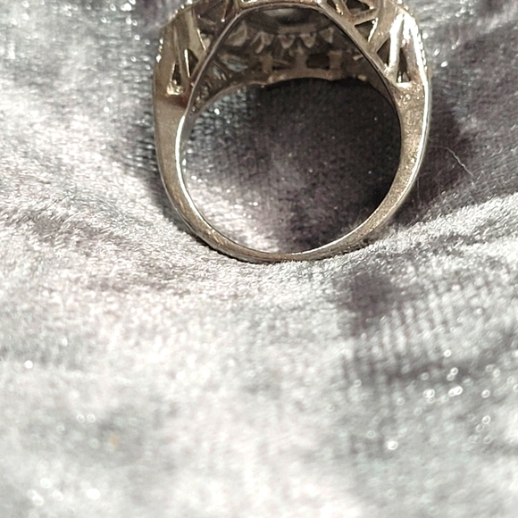 Blue Polygon CZ Zircon Art Deco Ring - Picture 7 of 7